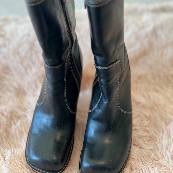 Vintage Steve Madden Platform Boots Wood Heel Size 9 - Picture 2 of 8